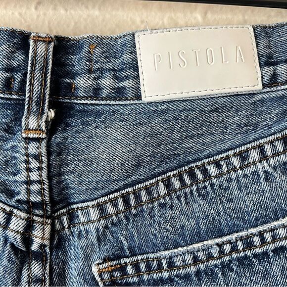 Pistola Kylee Luna Relaxed High Rise Cuffed Distressed Denim Jean Shorts Size 26 - Picture 6 of 7